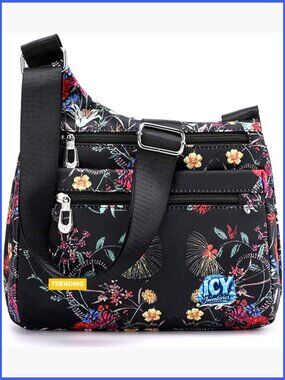 Nylon Multi-Pocket Crossbody Purse Travel Shoulder Bag